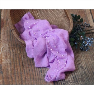 Listing 4 of 5 for Newborn Photography Wrap | Handmade Pearl Decor Wrap Blanket For Baby Photo Prop