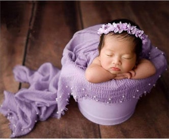 Listing 5 of 5 for Newborn Photography Wrap | Handmade Pearl Decor Wrap Blanket For Baby Photo Prop