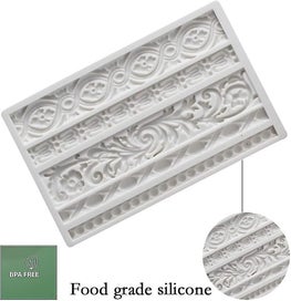 Listing 4 of 4 for Neepanda Diy Baroque Scroll Relief Cake Border Silicone Molds, Baroque Style Cur