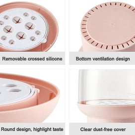 Listing 4 of 5 for Creative Make Up Brush Holders With Lid, Dustp-roof Makeup Brush Holder, Clear C