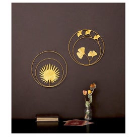 Listing 3 of 10 for NEW new 2Pcs Gold Metal Gingko Home Ornaments Wall Sculptures *Clearance*