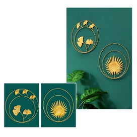 Listing 6 of 10 for NEW new 2Pcs Gold Metal Gingko Home Ornaments Wall Sculptures *Clearance*