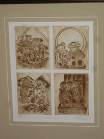 Listing 4 of 20 for Sharon Alderson - Bear Series - Four Individual Berr Drawings - Impressed Paper