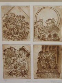 Listing 5 of 20 for Sharon Alderson - Bear Series - Four Individual Berr Drawings - Impressed Paper