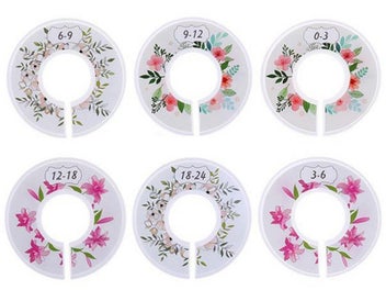 Listing 2 of 2 for 1 X 6Pcs Round Closet Hangers Dividers Set Wardrobe Clothing Rack Size Dividers