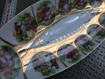 Listing 7 of 11 for SAJI Fine China - Limoges style long dish with gold gilding - Vintage
