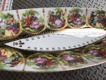 Listing 5 of 11 for SAJI Fine China - Limoges style long dish with gold gilding - Vintage