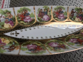 Listing 11 of 11 for SAJI Fine China - Limoges style long dish with gold gilding - Vintage