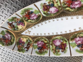 Listing 9 of 11 for SAJI Fine China - Limoges style long dish with gold gilding - Vintage