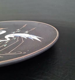 Listing 2 of 4 for Ruscha 717 2 Wall Plate Heron Vintage Mid Century Design West German Pottery