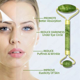 Listing 2 of 4 for Jade Facial Roller 3pce Set - Green with Bag