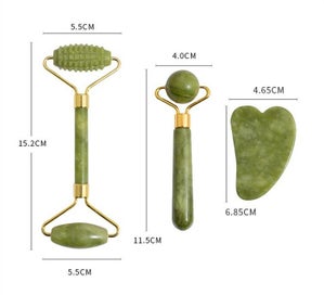 Listing 3 of 4 for Jade Facial Roller 3pce Set - Green with Bag