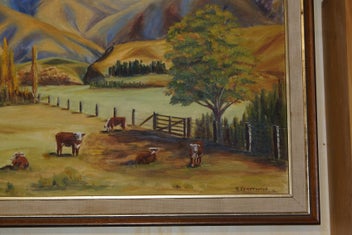 Listing 7 of 19 for N. Kempthorne 71 _________Landscape Painting. Hereford cattle. Wooden Gate.