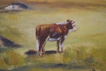 Listing 8 of 19 for N. Kempthorne 71 _________Landscape Painting. Hereford cattle. Wooden Gate.