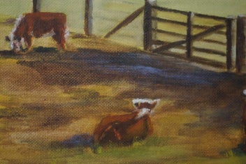 Listing 12 of 19 for N. Kempthorne 71 _________Landscape Painting. Hereford cattle. Wooden Gate.