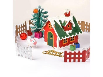 Listing 4 of 10 for Children Handmade DIY Painting Christmas Biscuit House Festival Decorations