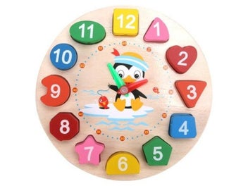 Listing 3 of 9 for 4 Styles Cartoon Animal Wooden Beaded Geometry Digital Clock Puzzles For