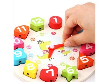 Listing 5 of 9 for 4 Styles Cartoon Animal Wooden Beaded Geometry Digital Clock Puzzles For