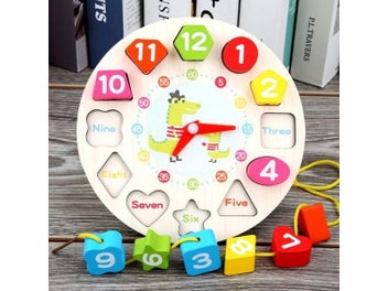 Listing 7 of 9 for 4 Styles Cartoon Animal Wooden Beaded Geometry Digital Clock Puzzles For