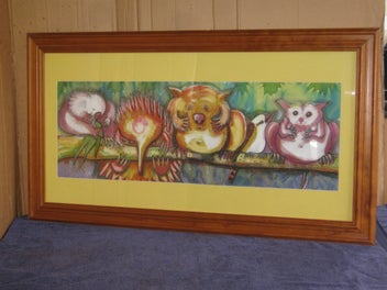 Listing 3 of 16 for Pip Earl - Large Bright & Colourful Animals On A Branch - original painting