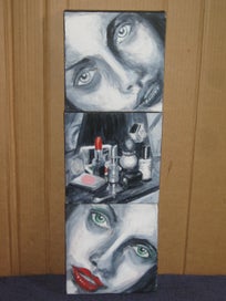 Listing 4 of 11 for Three Set Paintings of Womans Face & Makeup - Signed GC 06