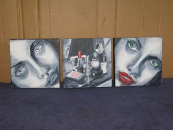 Listing 2 of 11 for Three Set Paintings of Womans Face & Makeup - Signed GC 06