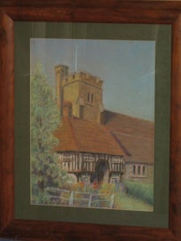 Listing 6 of 15 for R Gutteridge Village Church & Cottage in Stone - Kent UK original artwork