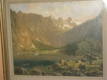Listing 3 of 17 for Hand coloured Mountain Waterfall Lake & Bush Scene