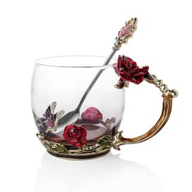 Listing 2 of 4 for Enamel Coffee Tea Mug 3D Rose Butterfly Glass Wedding Flower High-grade Glass