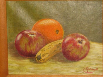 Listing 6 of 15 for Carole Springall - Banana Apples & Orange Still Life original Painting acrylic