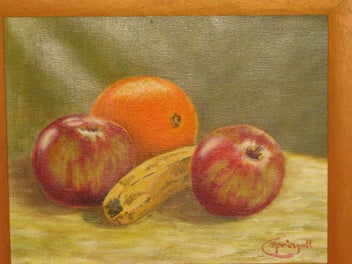 Listing 7 of 15 for Carole Springall - Banana Apples & Orange Still Life original Painting acrylic