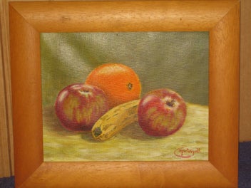 Listing 4 of 15 for Carole Springall - Banana Apples & Orange Still Life original Painting acrylic