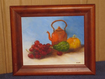 Listing 4 of 15 for B Lee - Kettle Grapes & Vegetables Original Painting on Canvas
