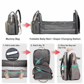 Listing 15 of 18 for Baby Cot Travel Bassinet Nappy Bag Backpack E0414GN0