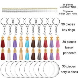 Listing 7 of 12 for Acrylic Circle Discs Keychain Blanks Vinyl Making Kit I1285GD0