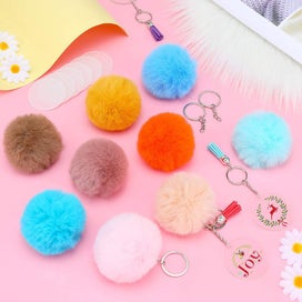 Listing 10 of 11 for Pom Pom Acrylic Blank Keychain Pendant Tassels Discs Making Kit I1284MZ0
