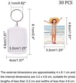 Listing 3 of 14 for 30pcs Blank Photo Insert Keyrings Wallet Blanks Photo Frame Keychains I1407TP0