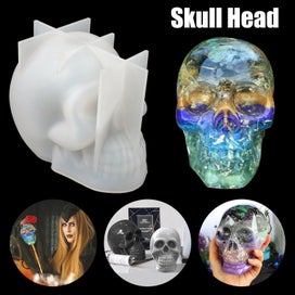 Listing 1 of 9 for 3D Skull Head Silicone Mold Halloween Table Decor Epoxy Resin Mould DIY Craft