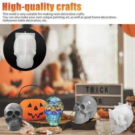 Listing 2 of 9 for 3D Skull Head Silicone Mold Halloween Table Decor Epoxy Resin Mould DIY Craft