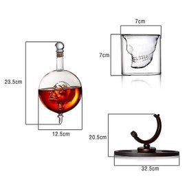 Listing 5 of 5 for Glass Skull Bottle Set Whiskey Home Bar Decor Red Wine Decanter