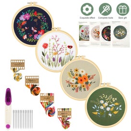 Listing 1 of 10 for Embroidery Starter Kit For Beginners Cross Stitch Stamped DIY Decor Craft 4pcs