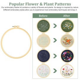 Listing 5 of 10 for Embroidery Starter Kit For Beginners Cross Stitch Stamped DIY Decor Craft 4pcs