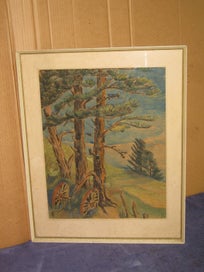 Listing 3 of 10 for Wagon Wheels Under the Pines painting by A - PRICE REDUCED HEAPS SALE