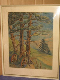 Listing 5 of 10 for Wagon Wheels Under the Pines painting by A - PRICE REDUCED HEAPS SALE
