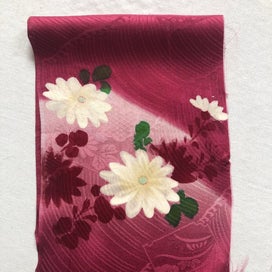 Listing 17 of 20 for Vintage Japanese Kimono Floral Silk Panel Fabric Piece