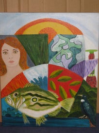 Listing 3 of 9 for Serine - NZ Abstract On Canvas - Schnapper, Tui etc Original painting