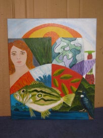 Listing 2 of 9 for Serine - NZ Abstract On Canvas - Schnapper, Tui etc Original painting