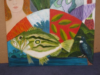 Listing 5 of 9 for Serine - NZ Abstract On Canvas - Schnapper, Tui etc Original painting