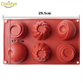 Listing 2 of 8 for 1 pcs 6 hole mini cake mold silicone round whirlpool ball cake mold DIY mold