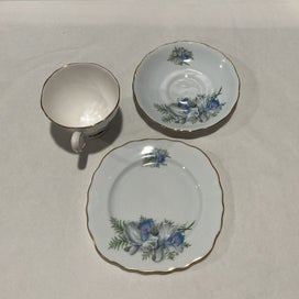 Listing 4 of 6 for SALE! Colclough Pale Blue Floral Trio - lovely